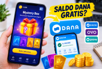 Ilustrasi game mystery box dengan klaim saldo DANA gratis. ( Foto AI inbrita.com)