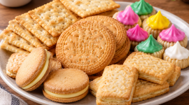 Foto Ilustrasi Aneka biskuit Lee Biscuits yang legendaris selama 92 tahun ( AI INBRITA)
