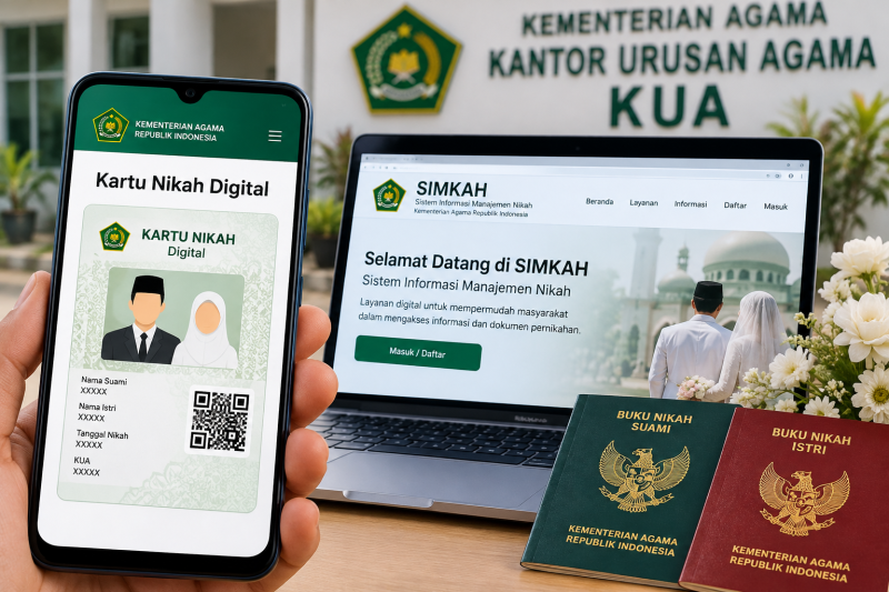 Ilustrasi Kartu Nikah Digital yang dapat diakses melalui Sistem Informasi Manajemen Nikah (SIMKAH) Kementerian Agama untuk memudahkan masyarakat memperoleh dokumen administrasi pernikahan.m( Foto inbrita)