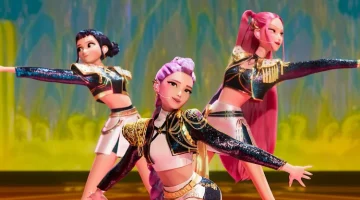 Cuplikan film animasi 'KPop Demon Hunters' menampilkan karakter Rumi, Mira dan Zoey (Foto: Netflix)