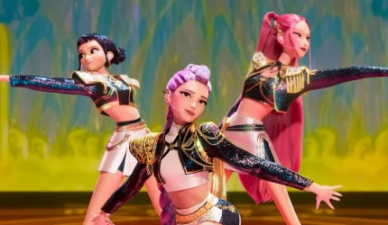 Karakter Rumi, Mira, dan Zoey dalam film animasi KPop Demon Hunters.