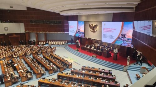 Paripurna pengesahan RUU tentang Satu Data Indonesia, Senayan, Jakarta, Selasa (6/10/2026). (Adrial Akbar/detikcom)