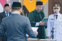 Pelantikan Wakil Bupati Klaten Mahanni Yulindha Pratiwi di Gedung Gardhika Bhakti Praja, Semarang, Senin (12/10/2026). Foto: Dok. Kominfo Klaten