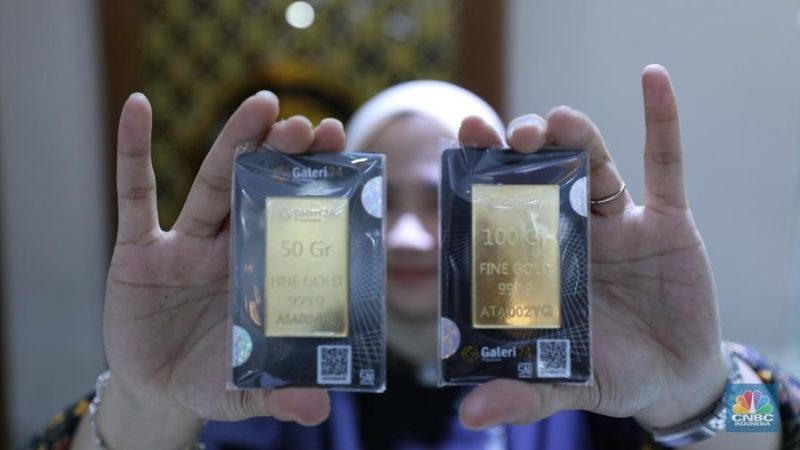 Harga emas Pegadaian turun pada Sabtu, 24 Oktober 2026.(Foto : CNBC Indonesis/Trisusilo)