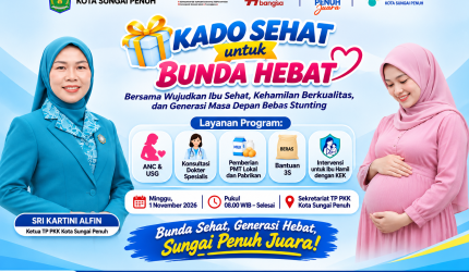 Sri Kartini Alfin dalam program Kado Sehat untuk Bunda Hebat di Kota Sungai Penuh.